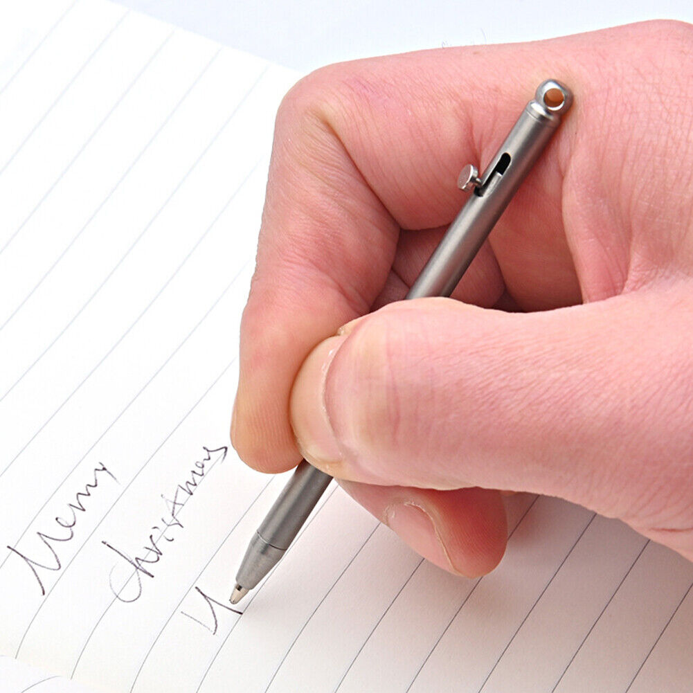 Portable Mini Titanium Ballpoint Pen Outdoor Metal Signature Pens (Gray)