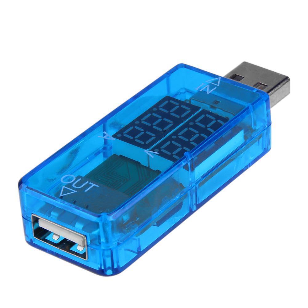 USB Charger DC 3.2-10V 0-3A Red+Red LED Display Current Voltage Meter(Blue)