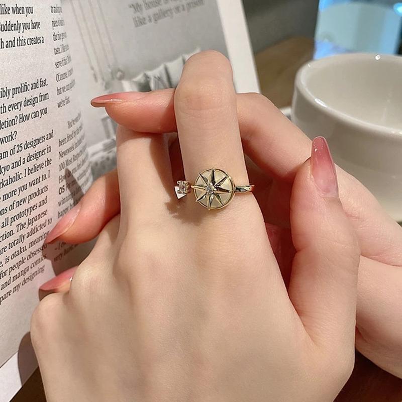 Rotatable Fashion Ring Anxiety Ring Fidget Ring Zirconia Spinner Ring for Women