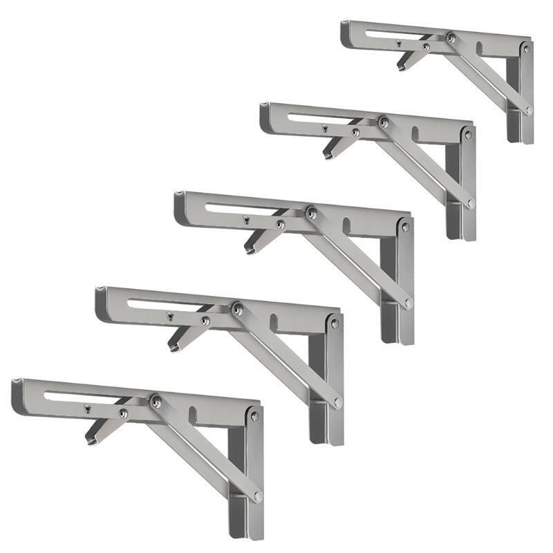 2 Pcs 8-18'' Metal Collapsible Shelf Bracket Reinforced Folding Shelf Brackets