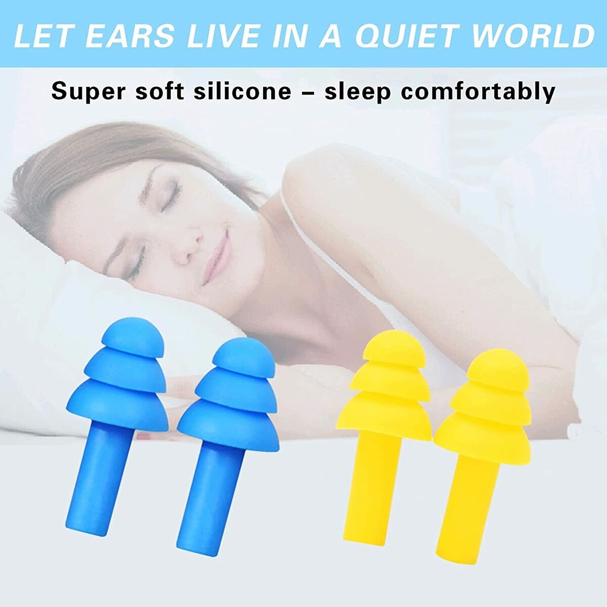 Soft Reusable Silicone Earplugs Waterproof Noise Sleep Ear Plugs Ear Plugs
