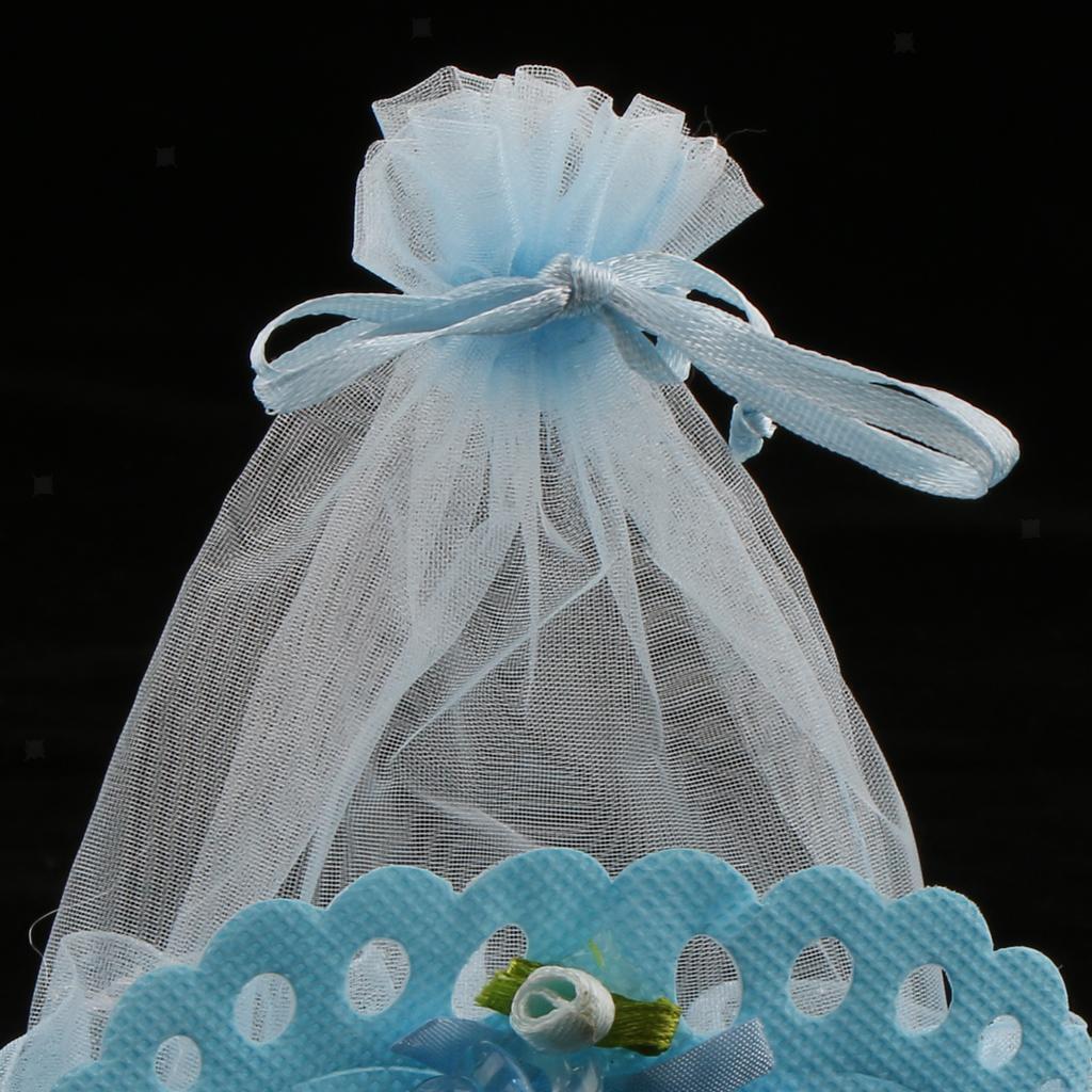 24 Pieces Baby Footprint Gift Box Girl Boy Baby Shower Candy Bags Favor Blue