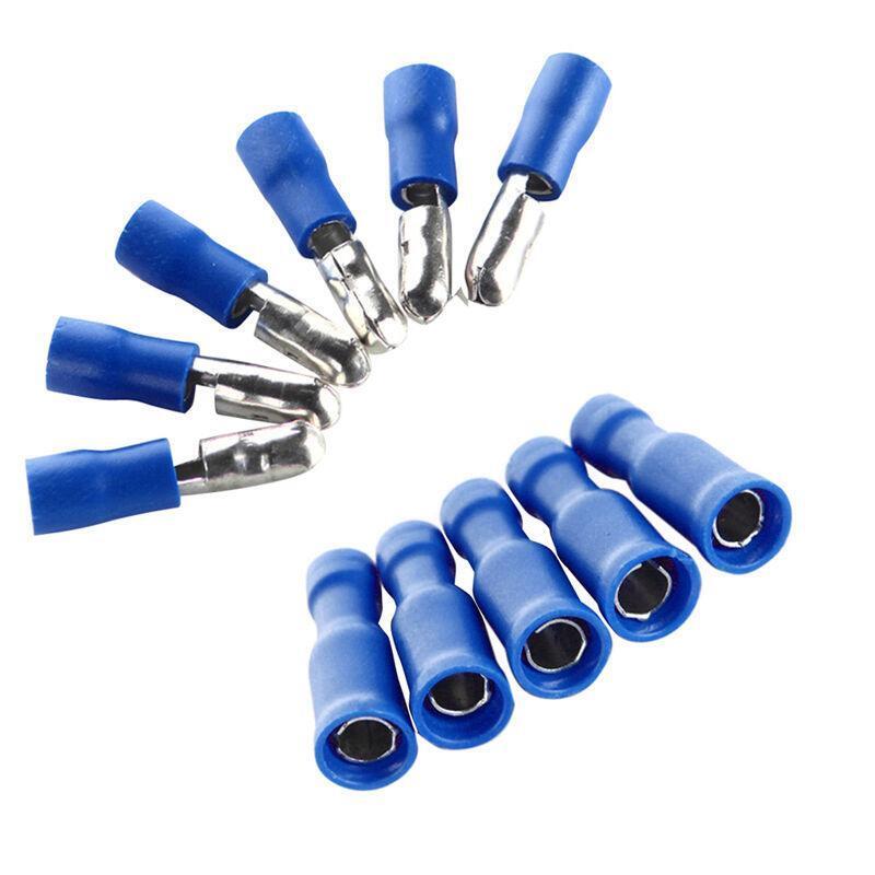 100Pcs Male & Female Insulated Bullet Connector Terminals 16-14AWG Wire Kit Blue
