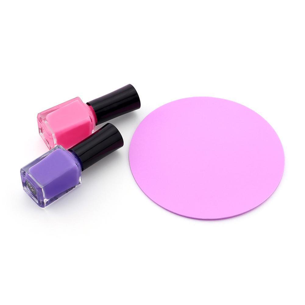 Foldable Silicone Paint Palette Mat Nail Art Stamping Pad DIY Tool(Pink)