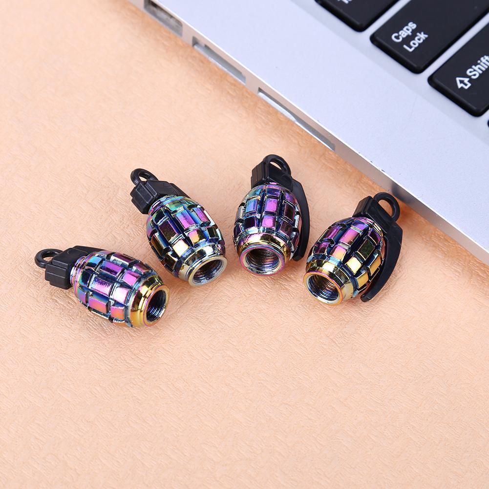 4pcs Rainbow Color Car Tire Aluminum Dust Caps Covers for Schrader Valves