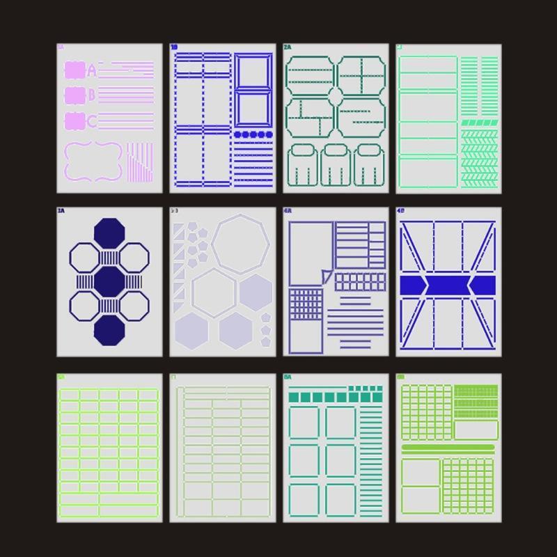 12 PCS Creative Personal Planner Diary Painting Stencil Kit for DIY Scrapbooking