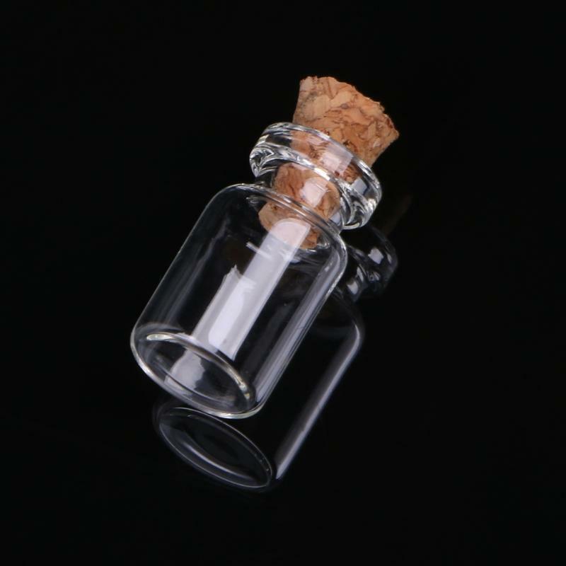 10pcs Mini Glass Wish Bottle Vial with Cork Stopper Storage Pendant 0.5/1/2/20mL