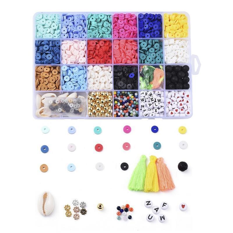 Round Polymer Clay Beads Chip Disk Loose Spacer Slice Beads Gift for Women Girls