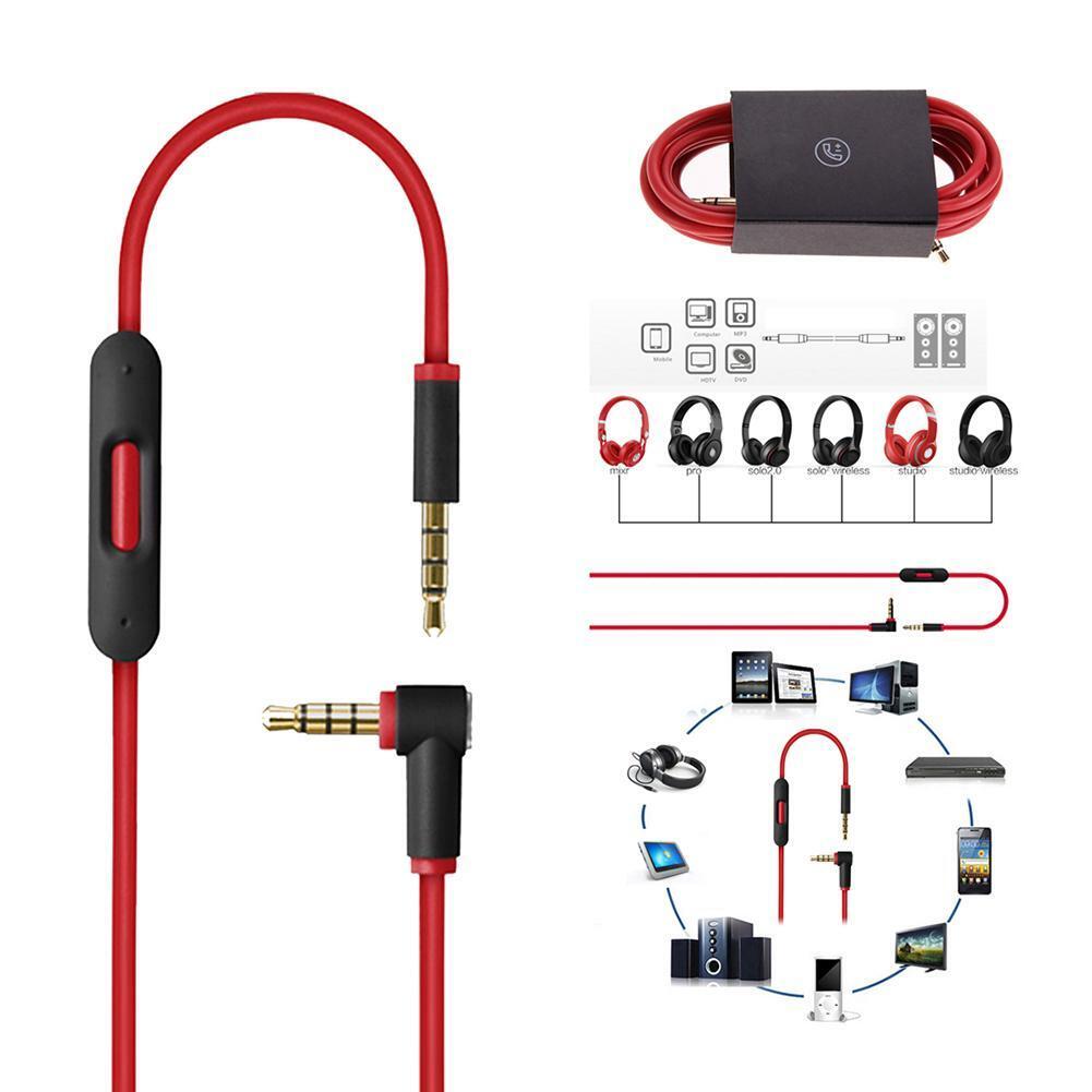 Replacement 3.5mm L Jack Audio Cable Cord Wire for Beats Solo HD Studio Pro