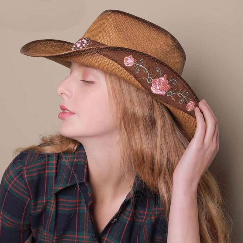 Women Girls Cowboy Hat for Spring Summer Elegant Lady Jazz Large Brim Hat