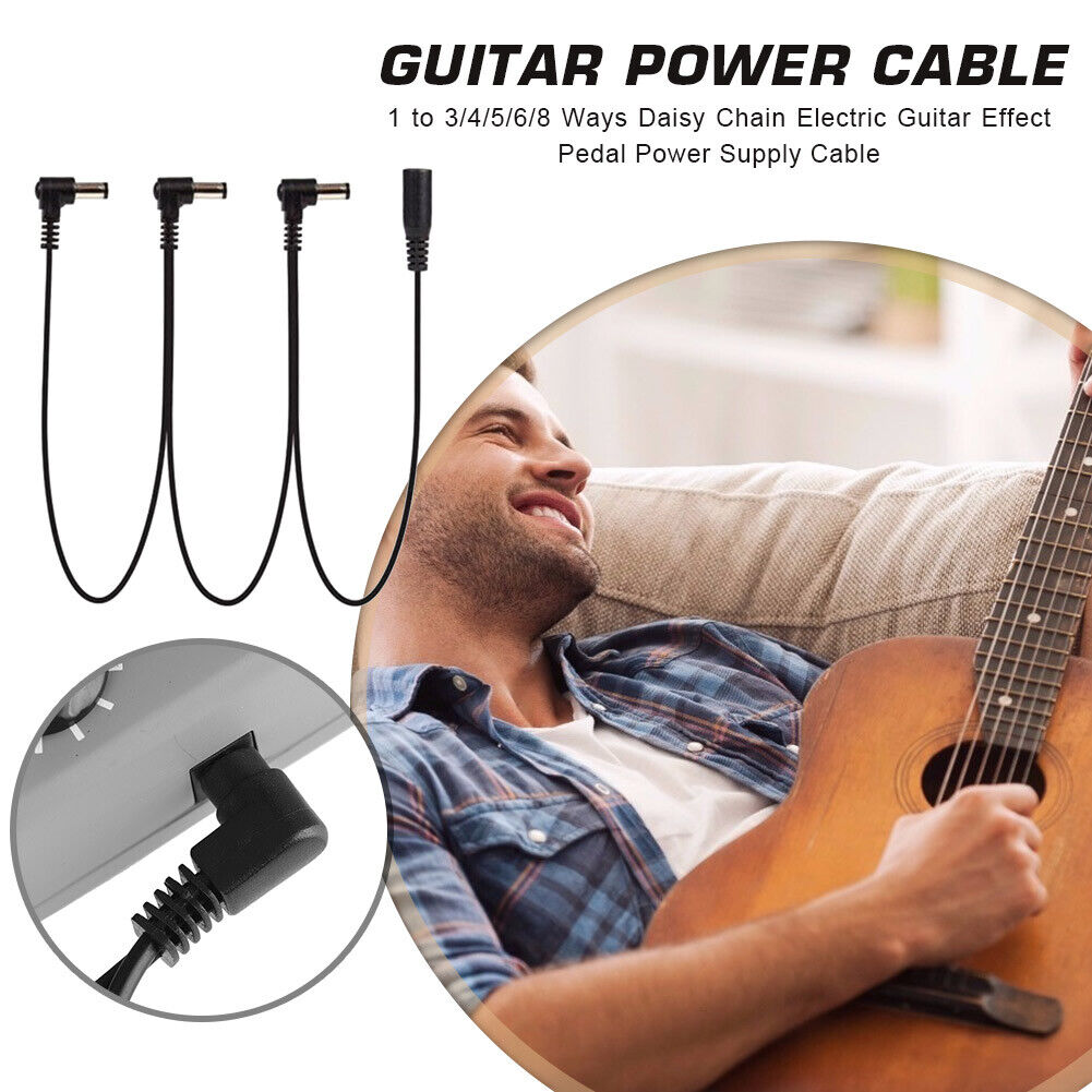 Daisy Chain Guitar Effect Pedal Power Supply Cable Wire Black (1 to 3 Way)