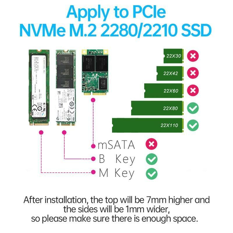 M.2 SSD Heatsink with 2 Layer Thermal Cooling Pads for M2 NVMe 2280 SSD Radiator