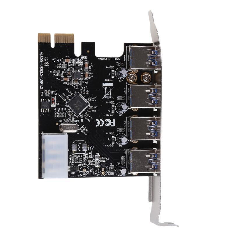 4 Ports USB 3.0 Super Fast PCI Express (PCIe) Expansion Card for Windows Server