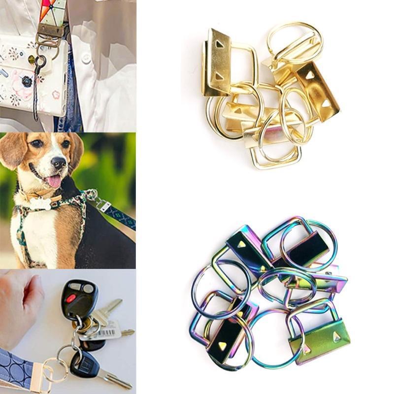 42Pcs Key Fob Hardware with Split Rings Lanyard Wristlet Tail Clip Clasp Kits