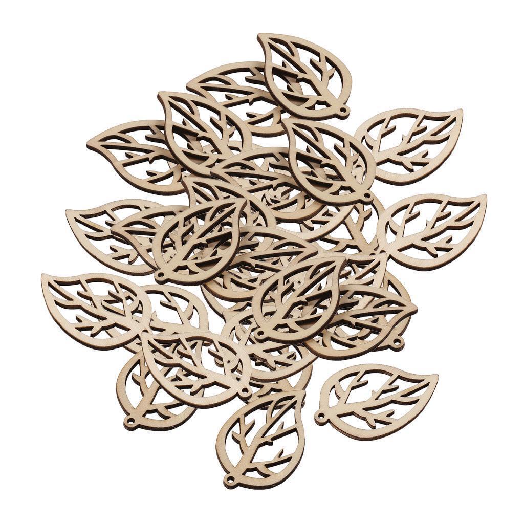 30 Pieces Natural Leaves Wood DIY Scrapbooking Cardmaking Decoration Crafts