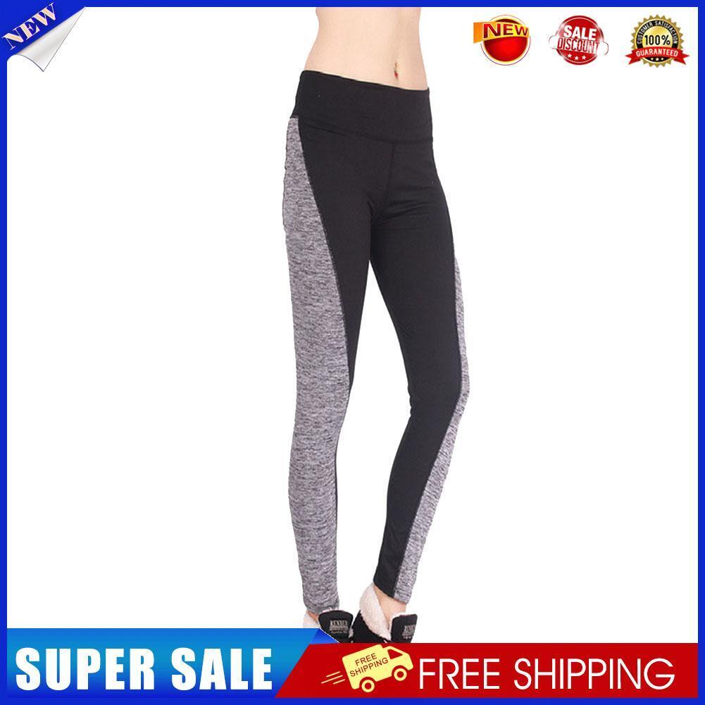 Women Patchwork Hip Lift Sports Pants Yoga Leggings(Black Crotch XXL)-15093