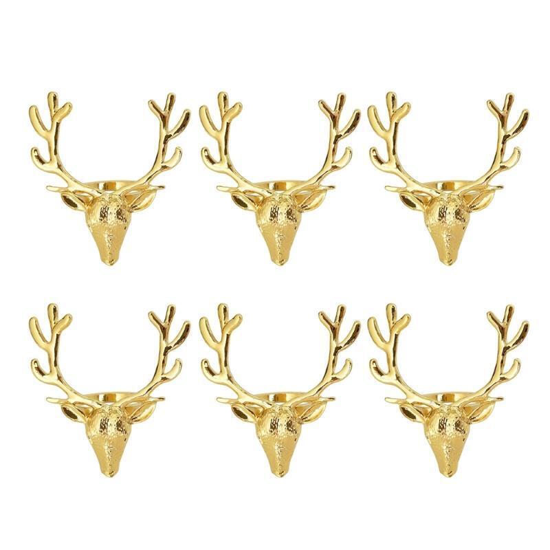 6 Pieces Simple Deer Head Napkin Ring Buckle Holder Home Hotel Wedding Party