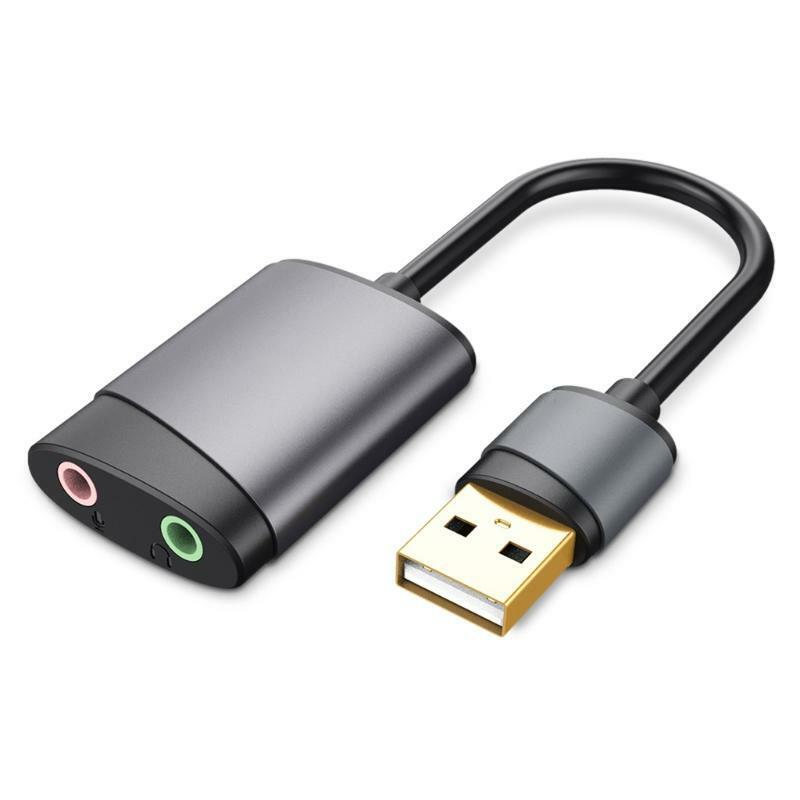 USB Sound Card Adapter External Audio Adapter Sound Card Converter 3.5mm AUX Mic