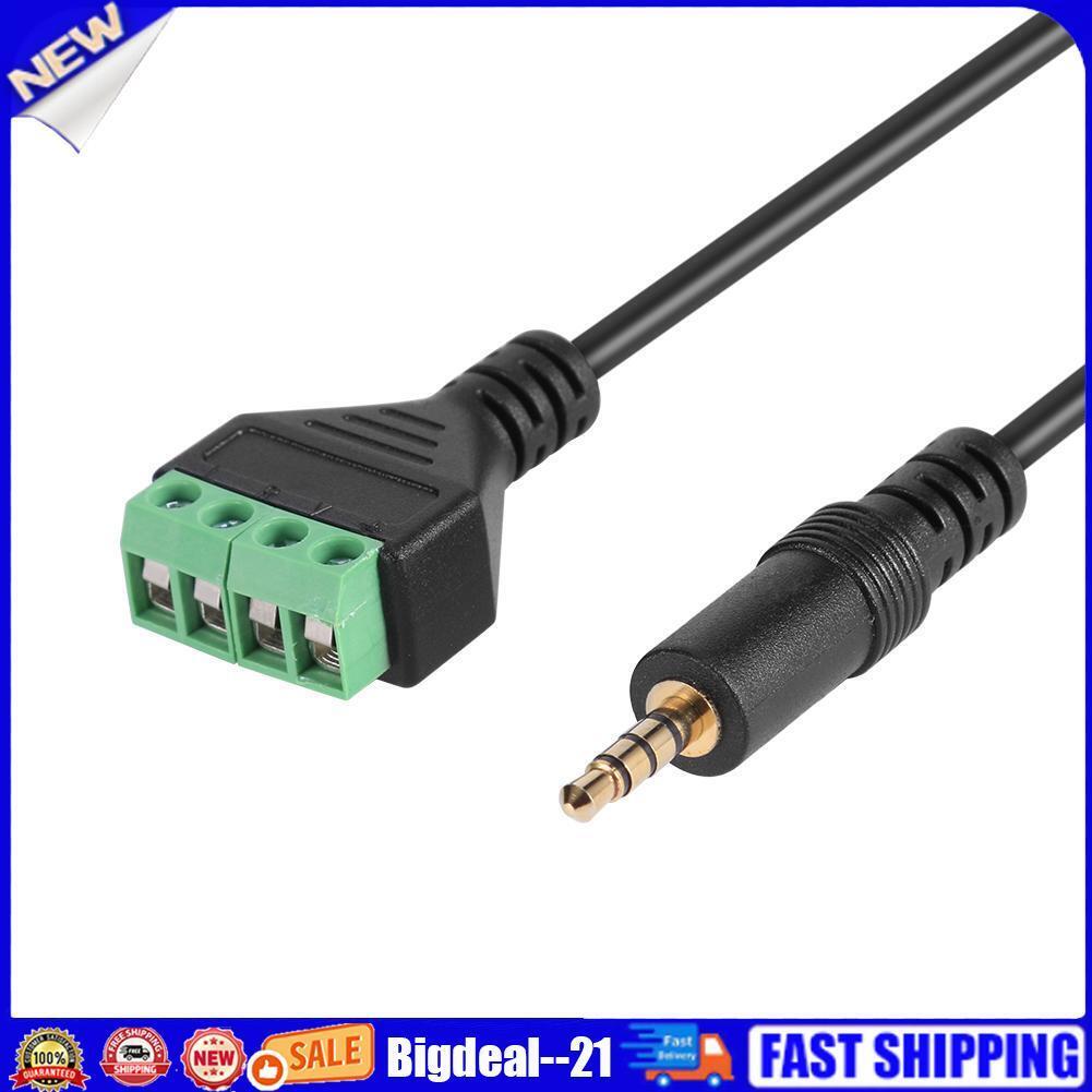 3.5mm Stereo 4 Pole Male Plug to 4 Pin AV Screw Video Balun Terminal Cable