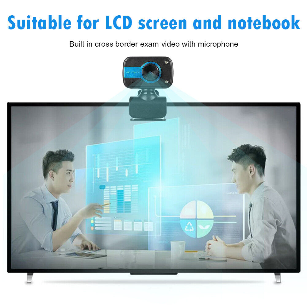 USB HD Webcam with Built-in Microphone 2LED Night Vision Clip-on Web Camera