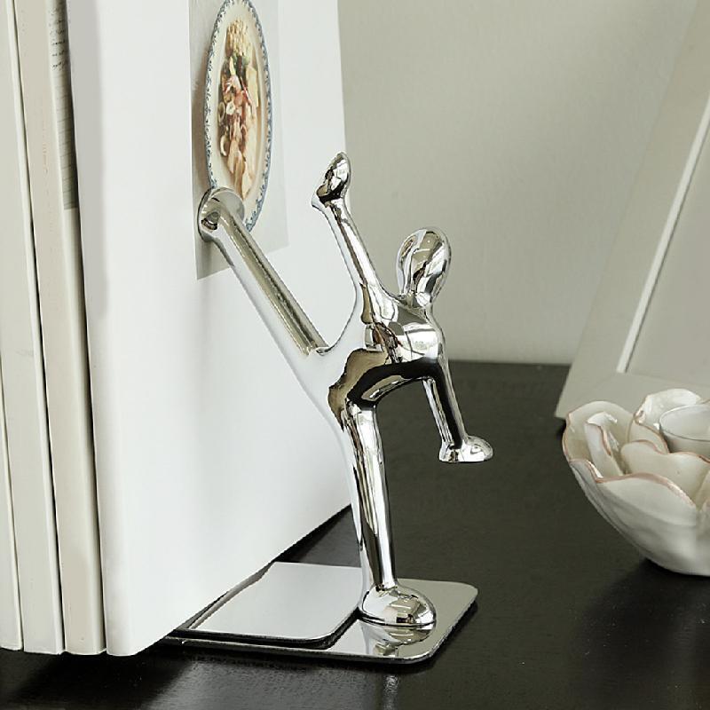2Pcs Ceative Alloy Bookend Exquisite Metal Book Stand Desk Ornaments for Home