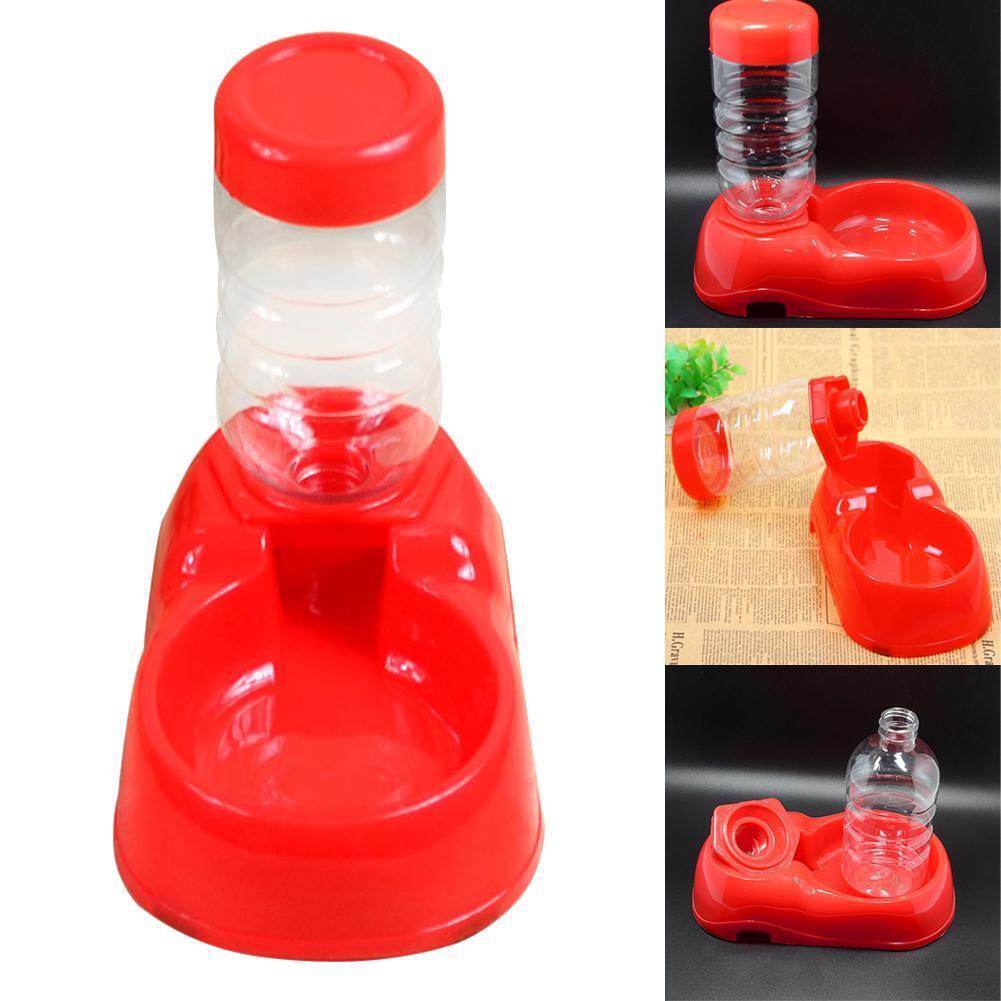 Pet Dog Puppy Cat Automatic Water Dispenser Food Dish Bowl Feeder Red