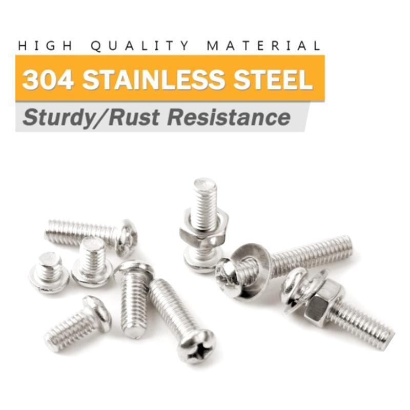 810Pcs M3 Metric Thread Phillips Pan Head Screws Assortment Kit Easy to Use