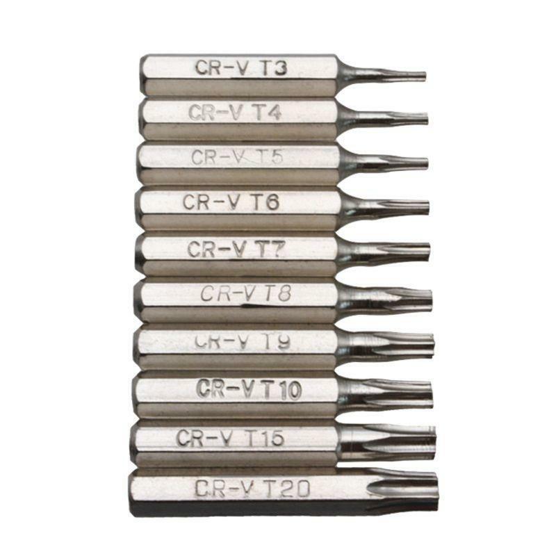 10PCS CR-V Torx Screwdriver Bits Set T3 T4 T5 T6 T7 T8 T9 T10 T15 T20 Mobile Bit