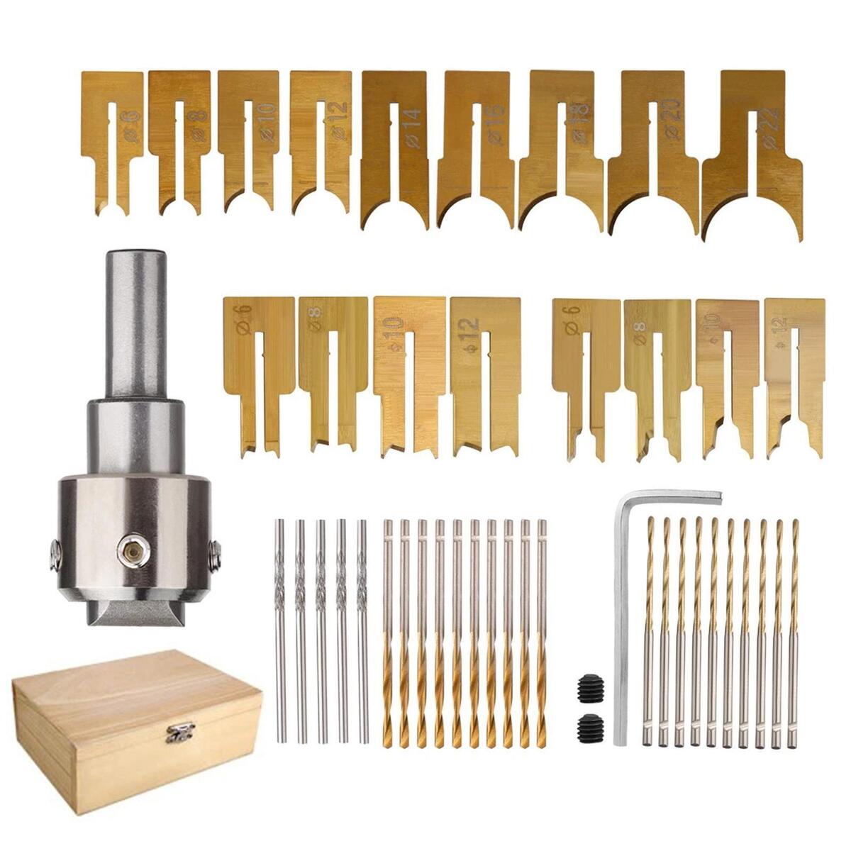52Pcs Wooden  Drill  Spherical Buddha  6mm-22mm with Case