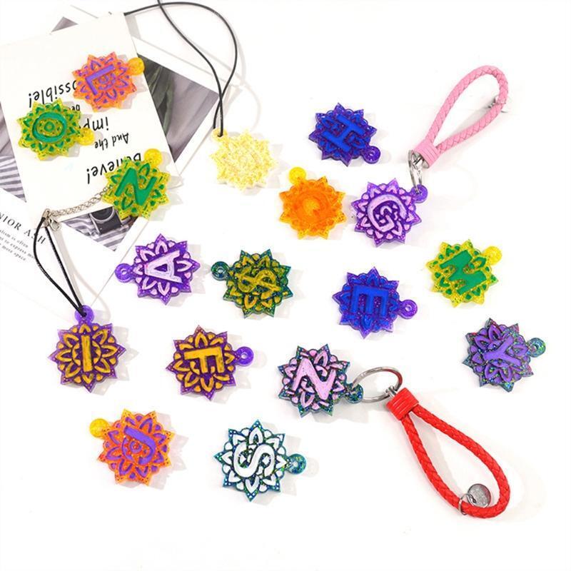 Mandala Letter Mold for Keychains Fridge Magnets  Ornaments Pendant Decorations