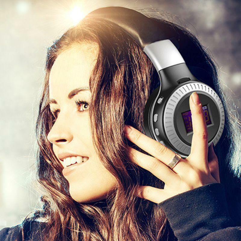 B19 Headphone LCD Display Wireless Music Earphone Stereo BT 5.0 TF MIC FM Radio