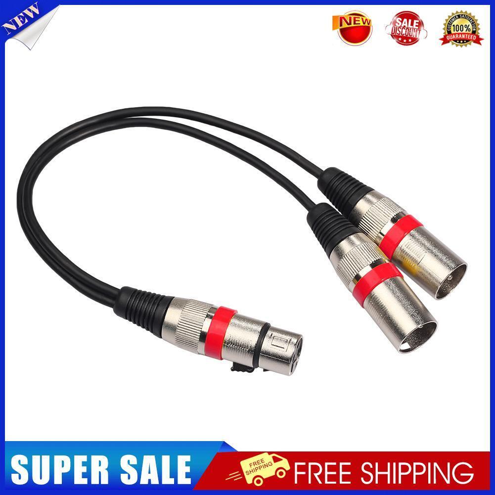 3Pin XLR Female to Dual 2 Male Y Splitter 30cm Adapter Cable Wire (Red)