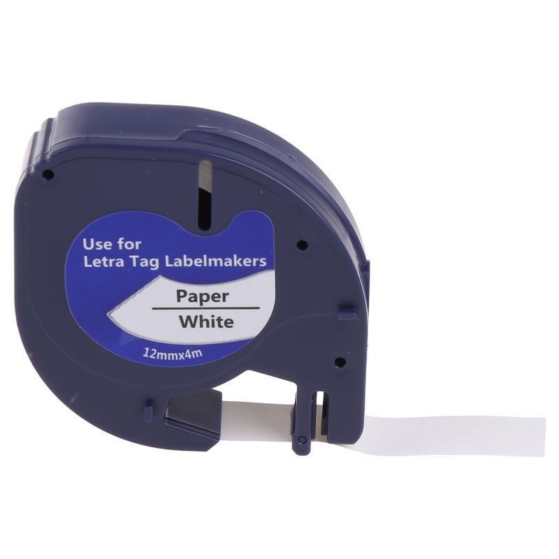 Paper Label Tape 91200 for DYMO- LetraTag LT-100T 100H Black on White 12mm 10pcs