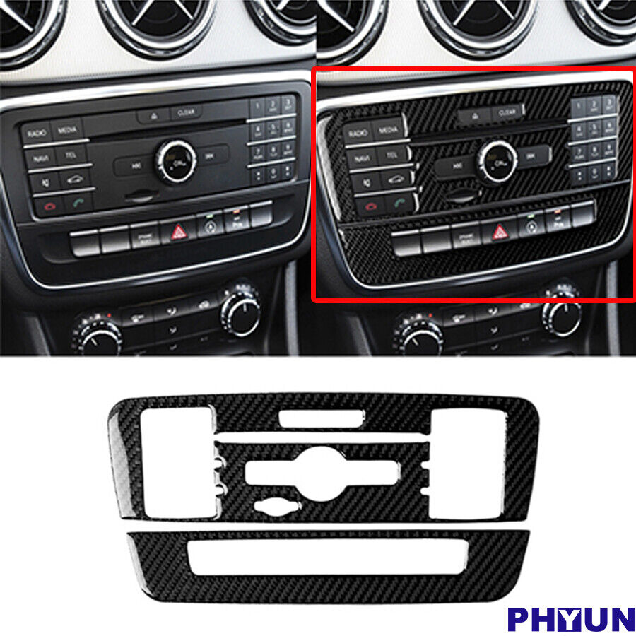 Carbon Fiber Center Control CD Panel Decor Cover Trim For Mercedes Benz GLA CLA