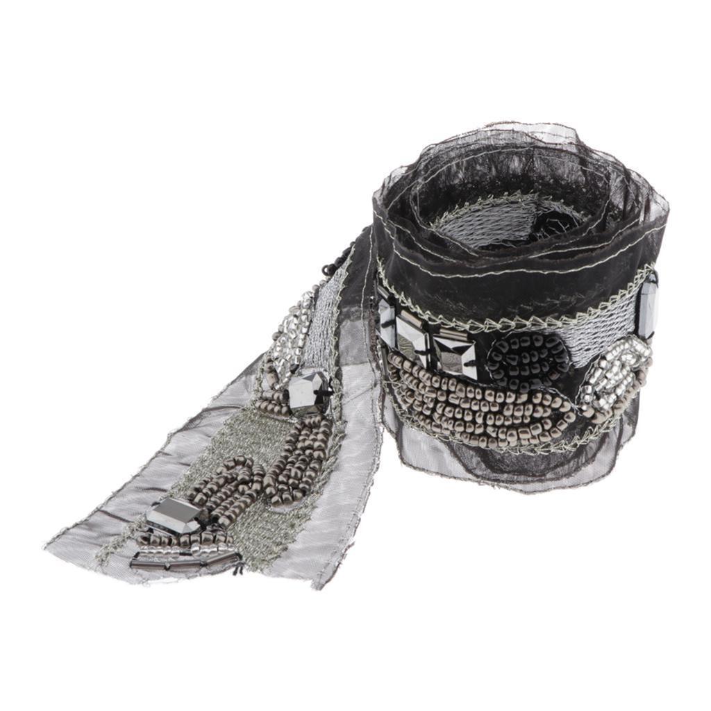 Lace  Ribbon Tulle Fabric Rhinestone Lace Belt for  Dress