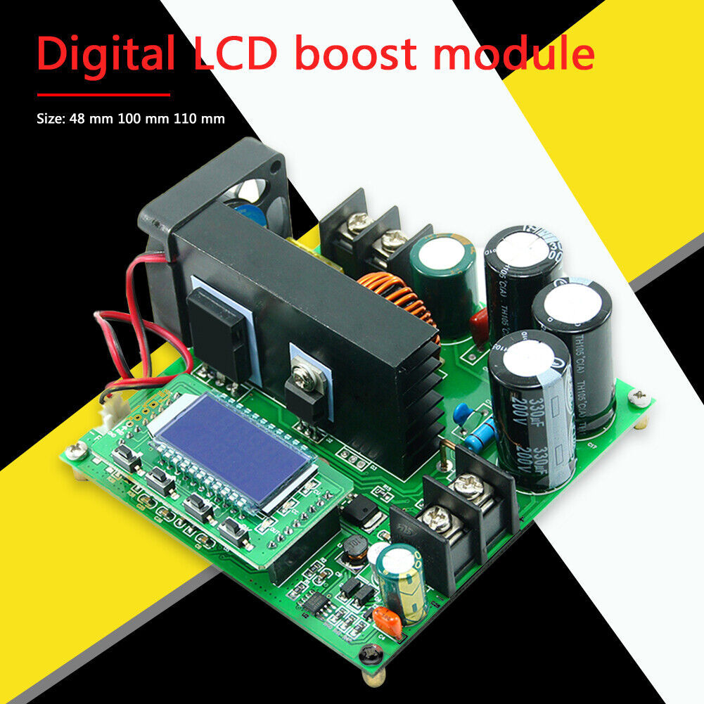 900W 15A DC-DC Boost Power Converter 8-60V to 10-120V CC CV Step Up Module