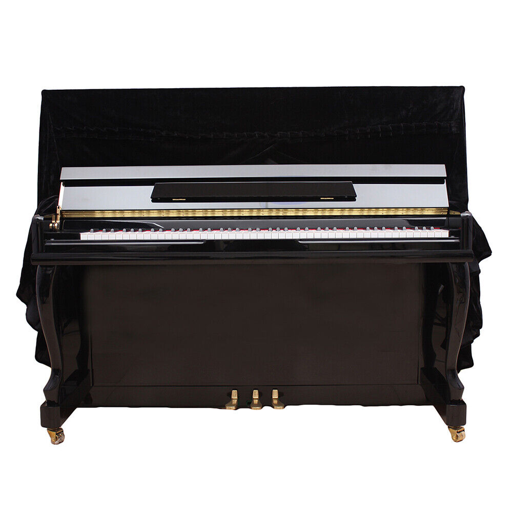Pleuche Upright Piano Cover Full Piano Dust-proof Covers Cloth (Black)