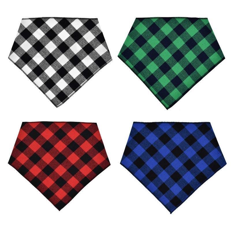 4 Packs Pet Bandanas Collars for Dogs and Cats Cotton Plaid Triangle Scarves
