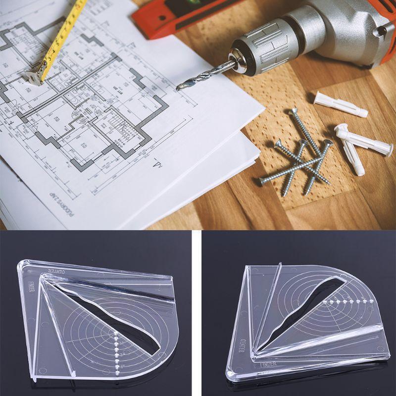 Plastic Center Finder Clear Woodwork Measuring Tool for Square Round Octagon