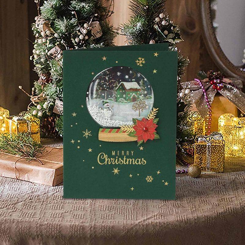 Christmas Greeting Cards Foam Snowflake Advanced Blessing Crad With Envelope