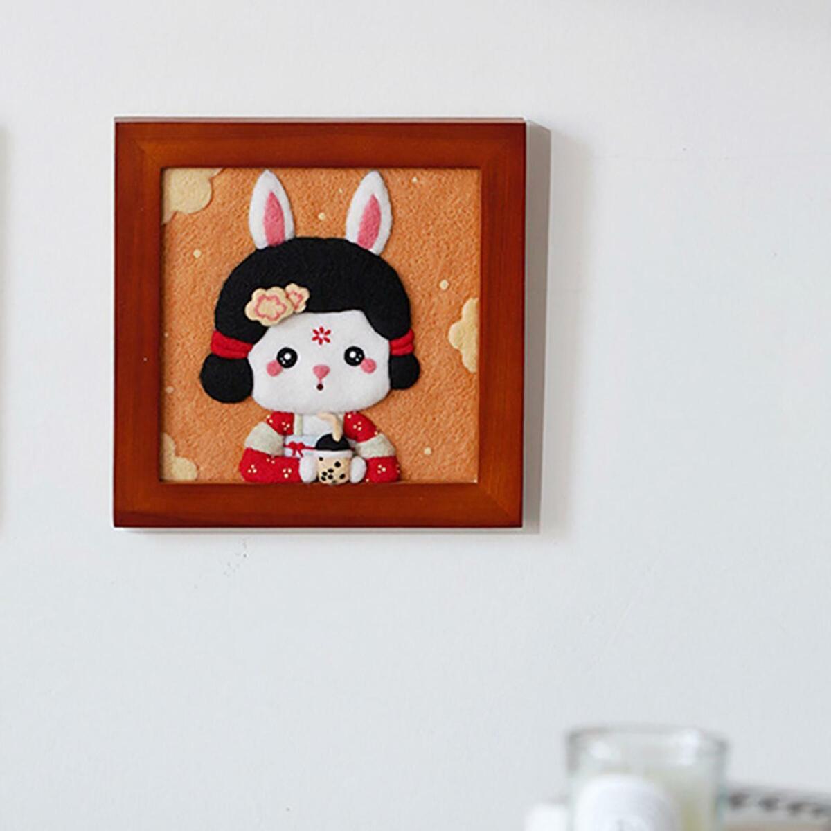 Set of 2 Wool Needle Felting Kit Painting  for Starter Decor