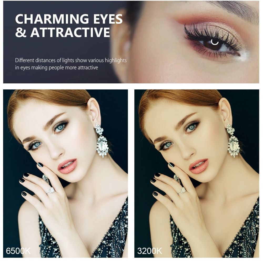 Light Kit 3 Color Temperature 4.7 inch Selfie Ring Light Dual Phone Brackets