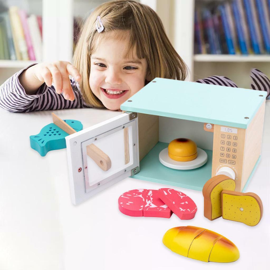 Wooden Microwave  Pretend Cook Utensils Mini Cookware Birthday Gift