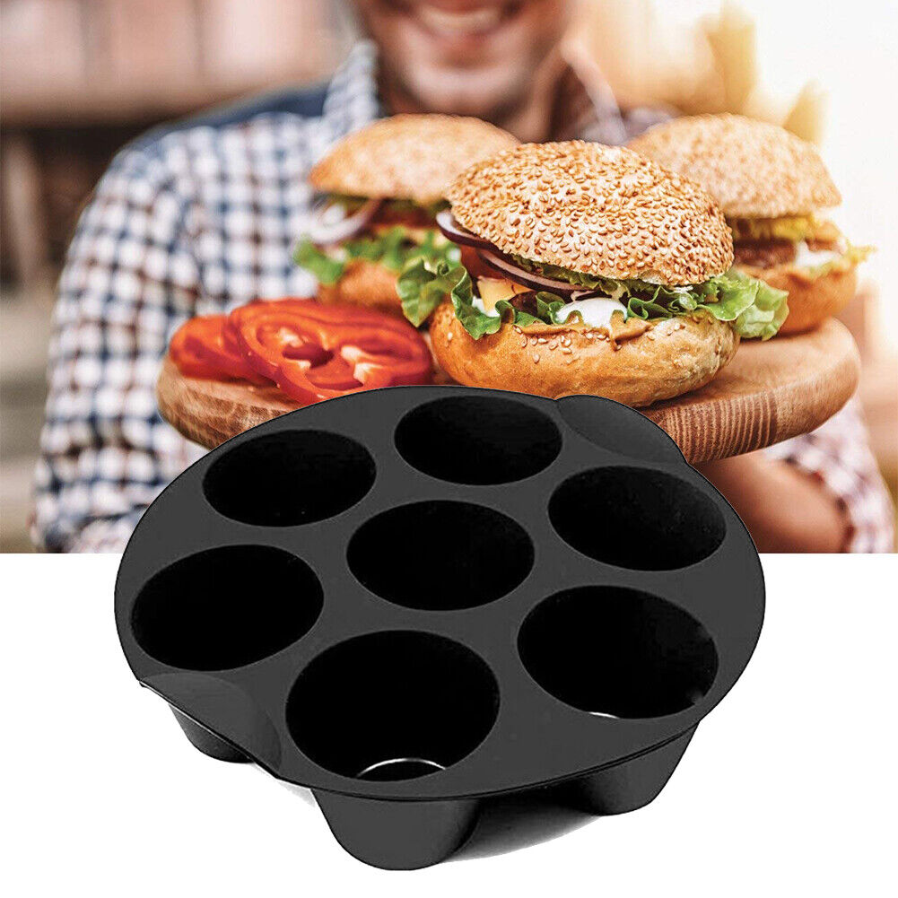 Silicone Air Fryer Mold 7-Cavity Cupcake Muffin Baking Cups Cake Pan (21cm)