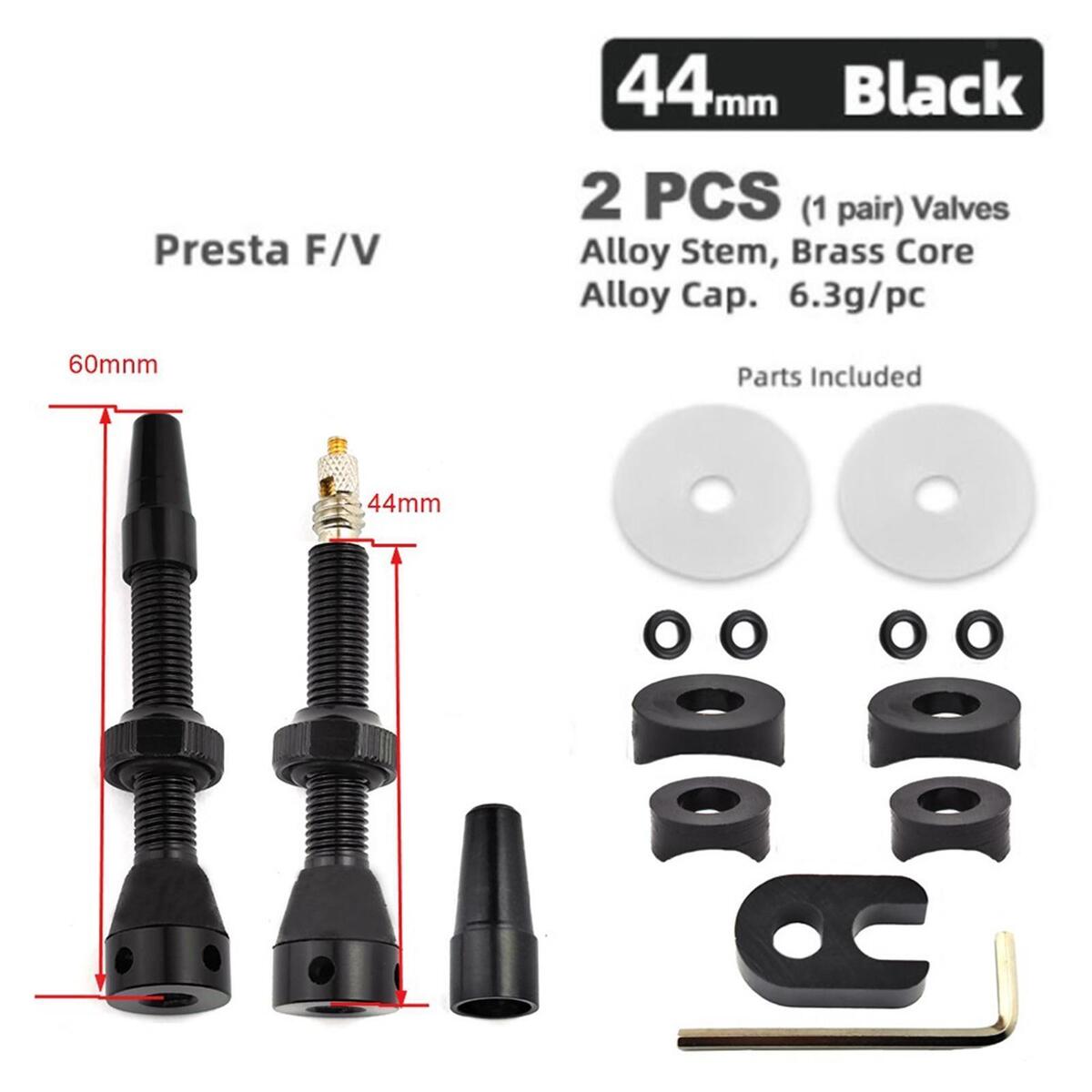 Bicycle Tubeless Presta Valve Tubeless Value   Cycling Accessories Black
