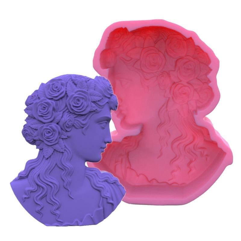 Dame Statue Aromatherapy Gypsum Candle Mold Sculpture Silicone Epoxy Mold