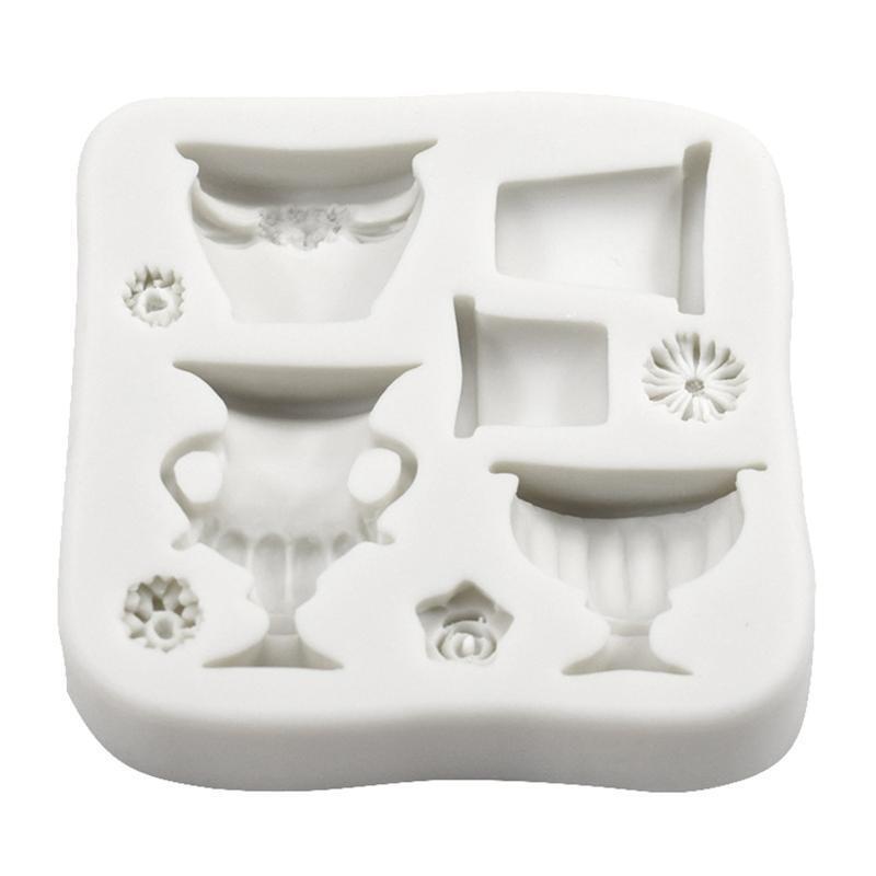 Exquisite Flowerpot Shape Silicone Fondant Mold Sugar Craft Mould Easy to Use