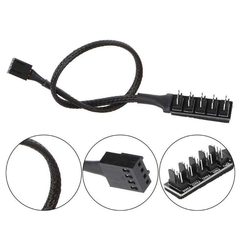 1 To 5 4-Pin Molex TX4 PWM PC CPU Cooling Fan Splitter Adapter Cable 5 Way Hub