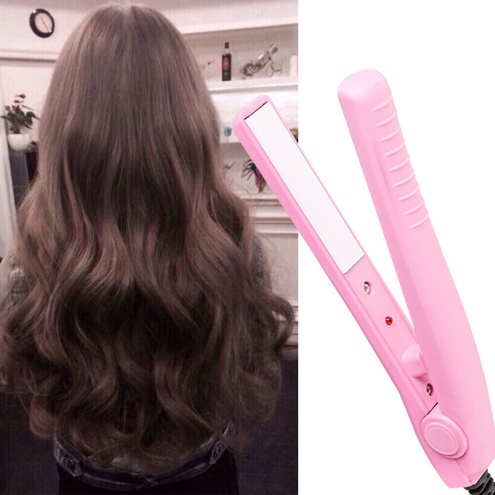 2 in 1 Crimper Mini Hair Straightener Curler Flat Iron Styling Tool (Red)