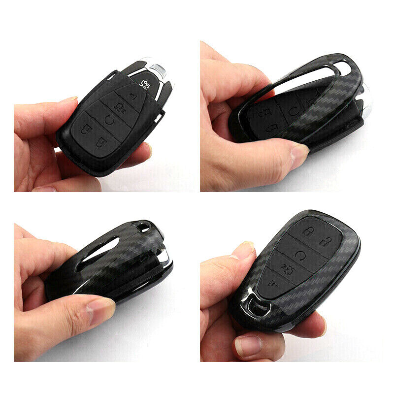 Carbon Fiber Style Key Fob Cover Keychain Fit For Chevrolet Camaro Trax Cruze